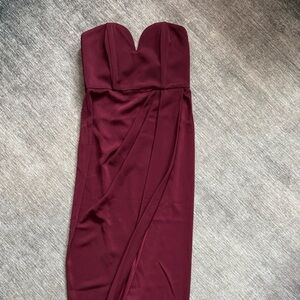 Shona Joy Strapless Burgundy Dress